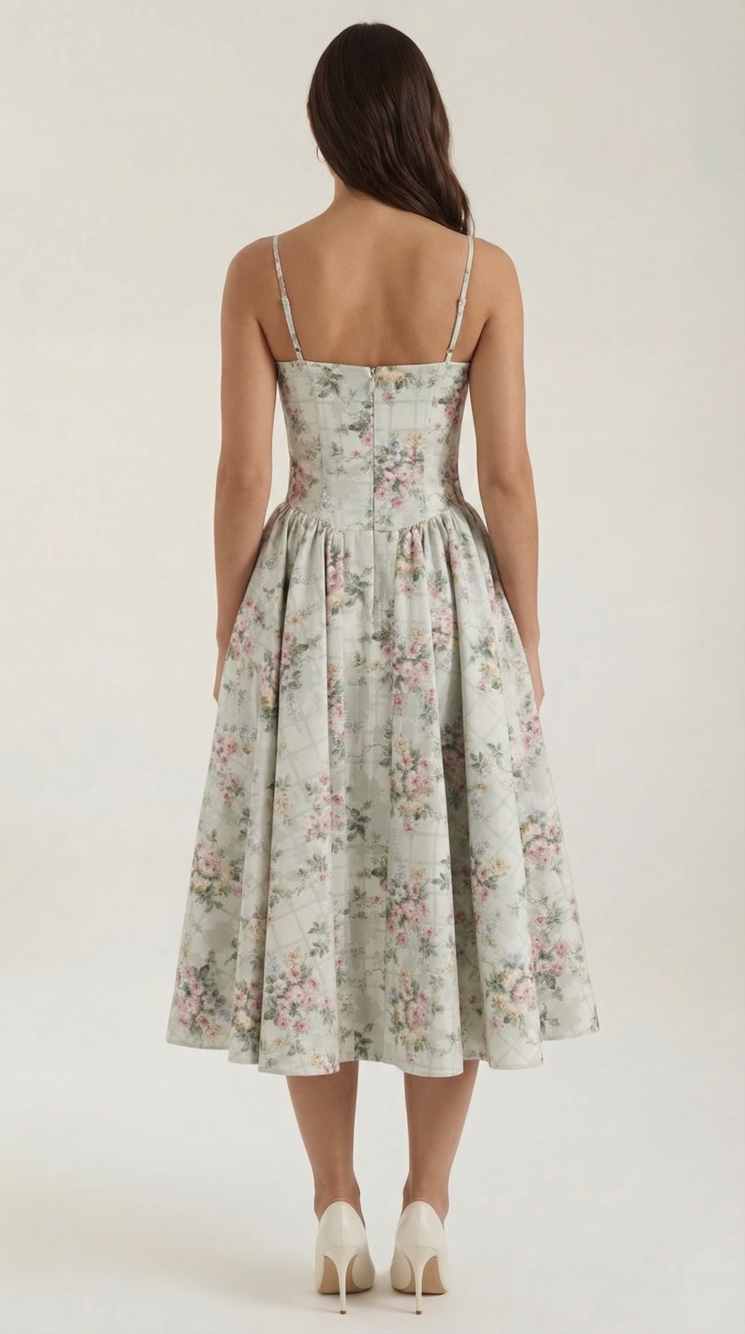 Women's Floral Corset Midi Dress