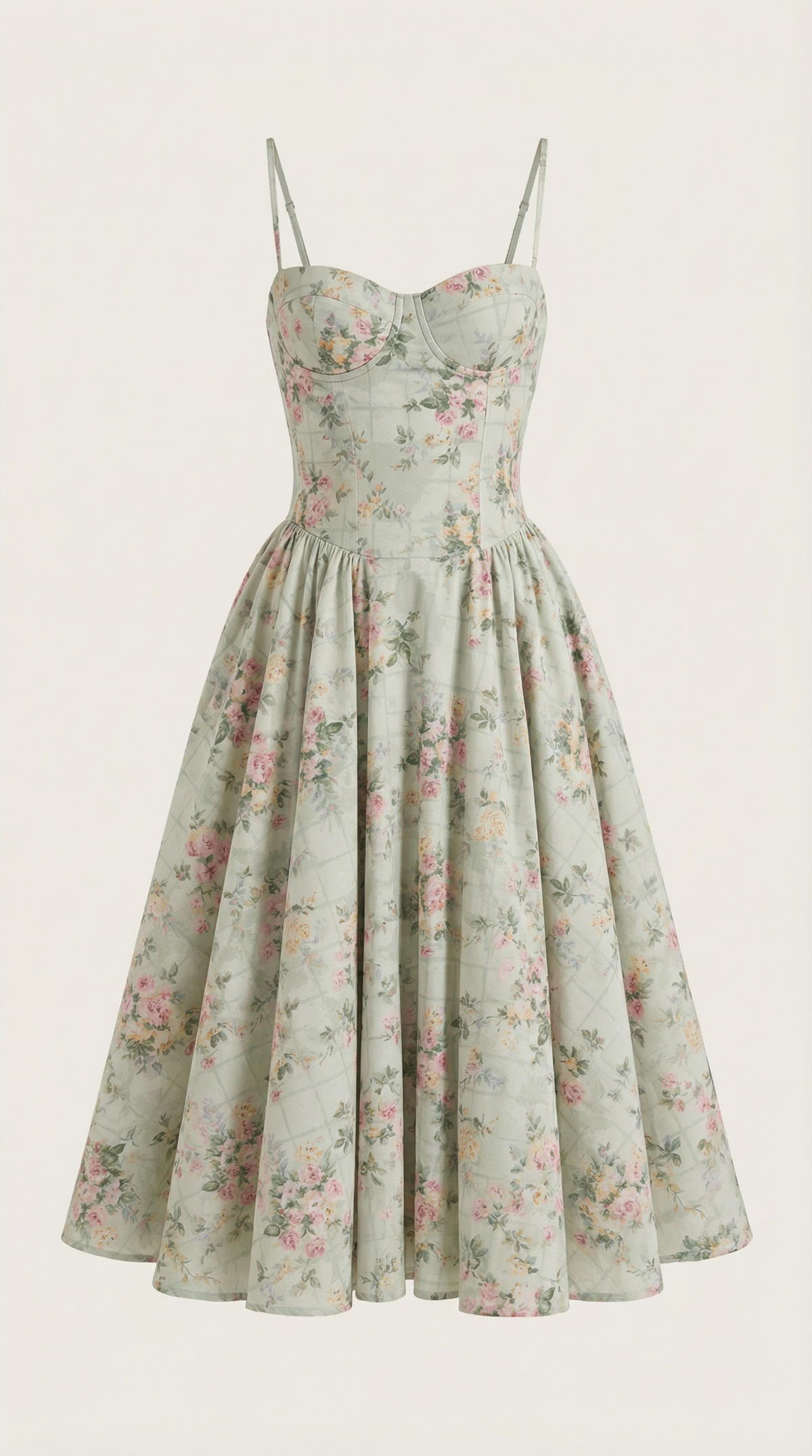 Robe midi fleurie avec corsage corset pour femme