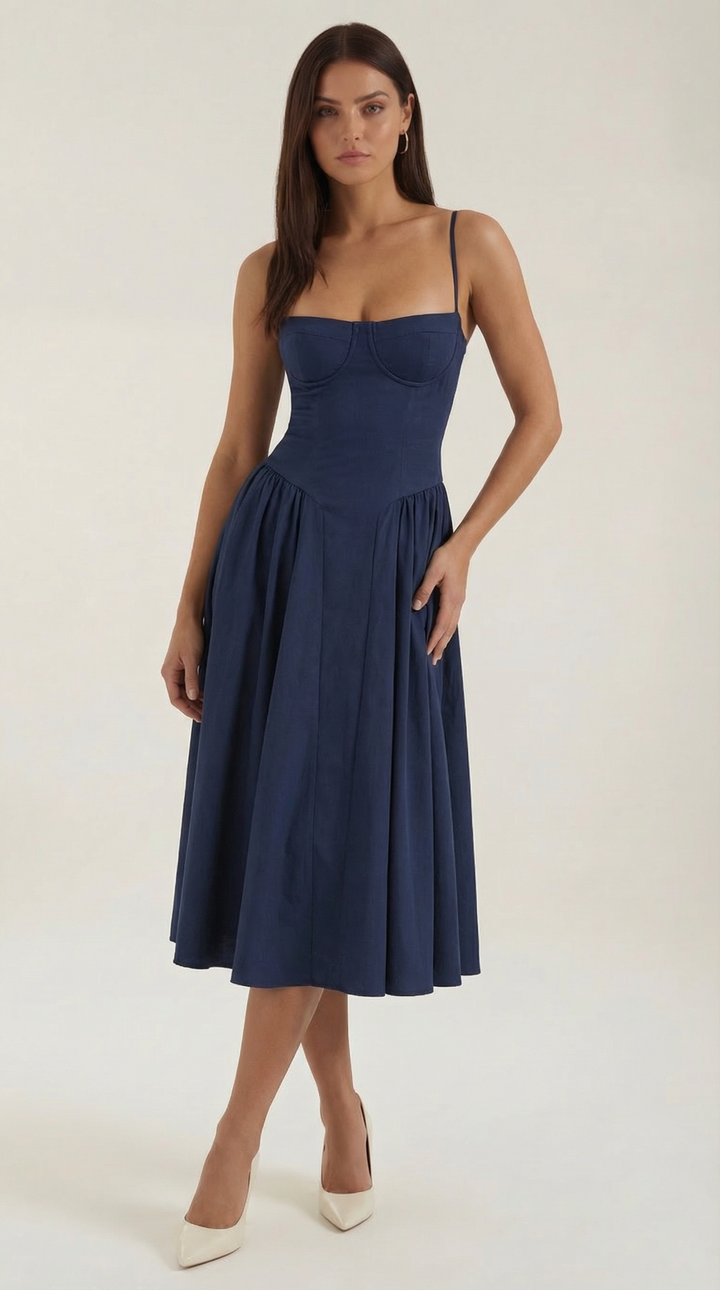 Women's Floral Corset Midi Dress