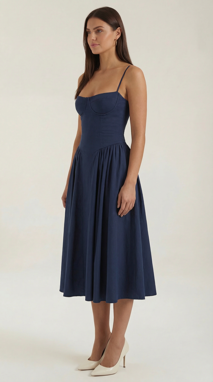 Women's Floral Corset Midi Dress