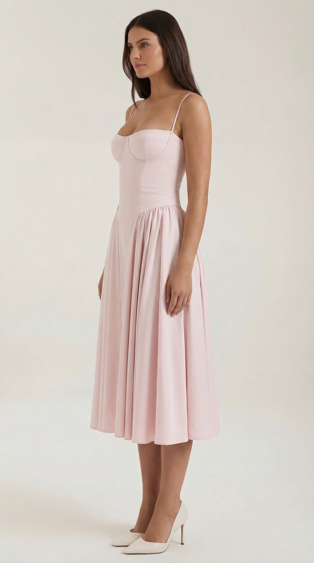 Women's Floral Corset Midi Dress