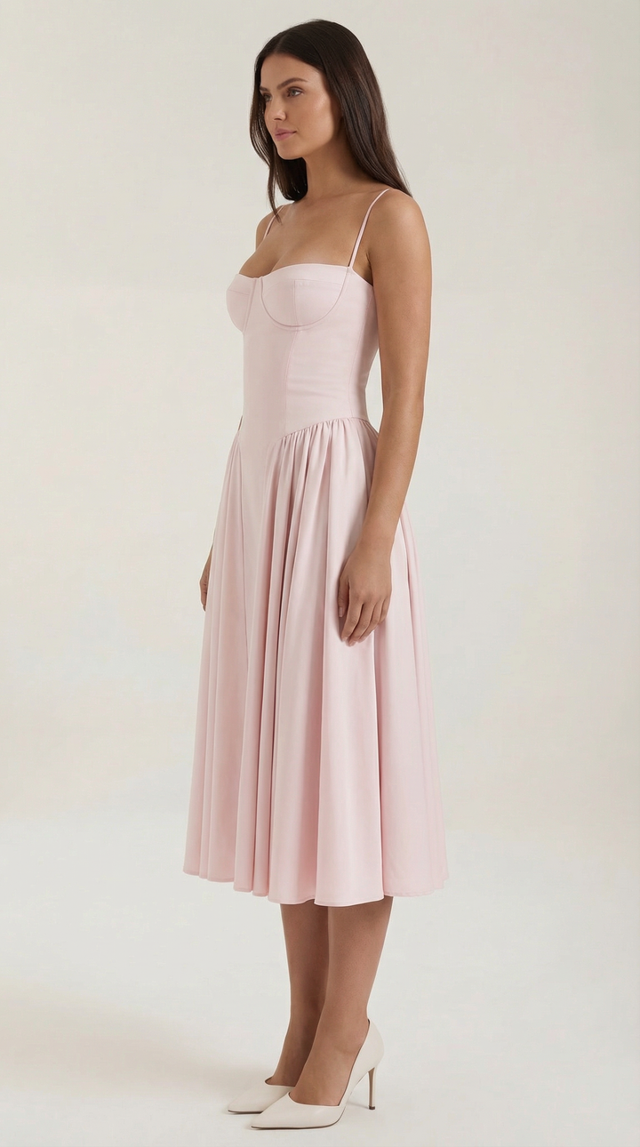Women's Floral Corset Midi Dress