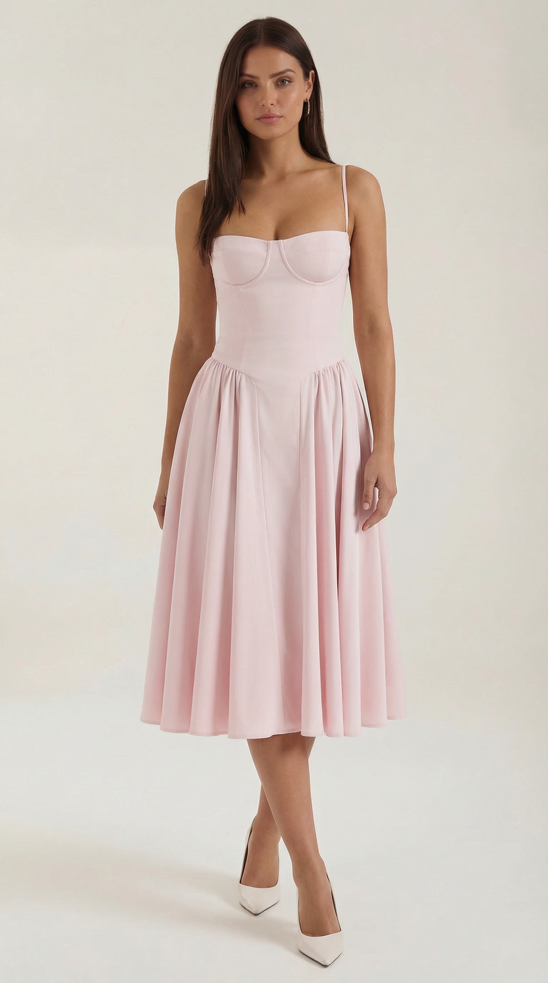 Women's Floral Corset Midi Dress