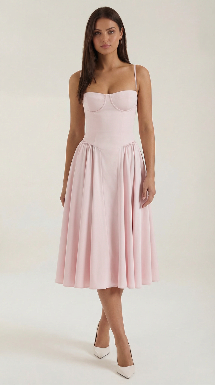 Women's Floral Corset Midi Dress