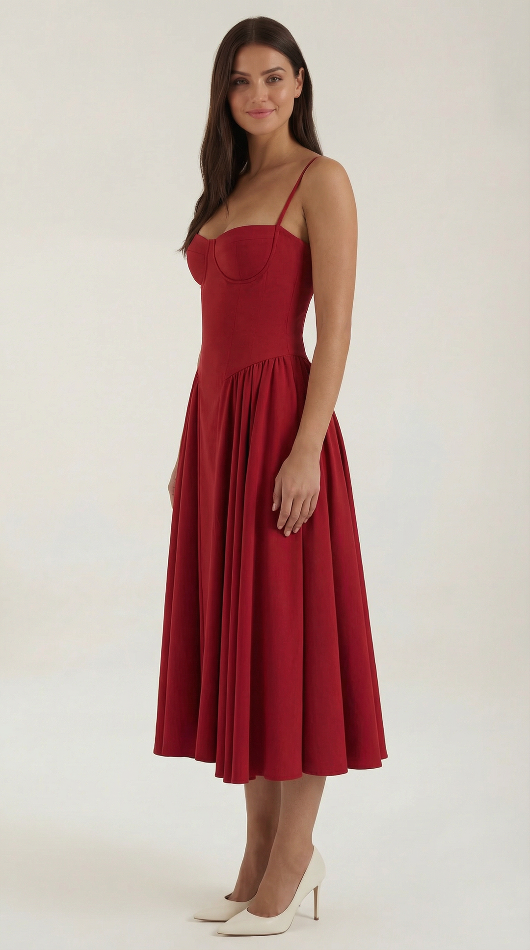 Women's Floral Corset Midi Dress
