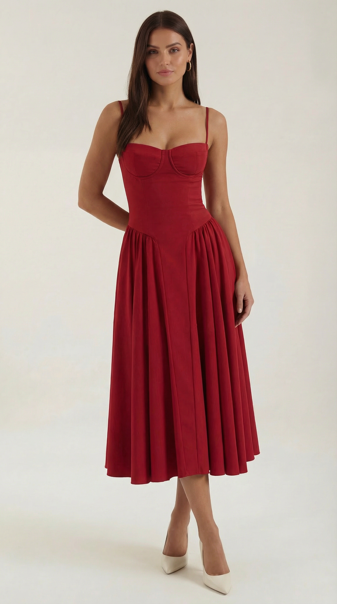 Women's Floral Corset Midi Dress