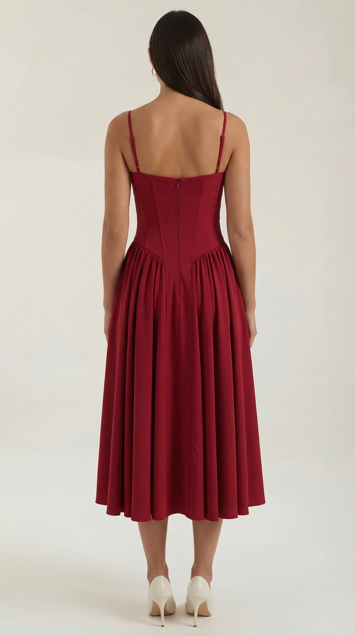 Women's Floral Corset Midi Dress