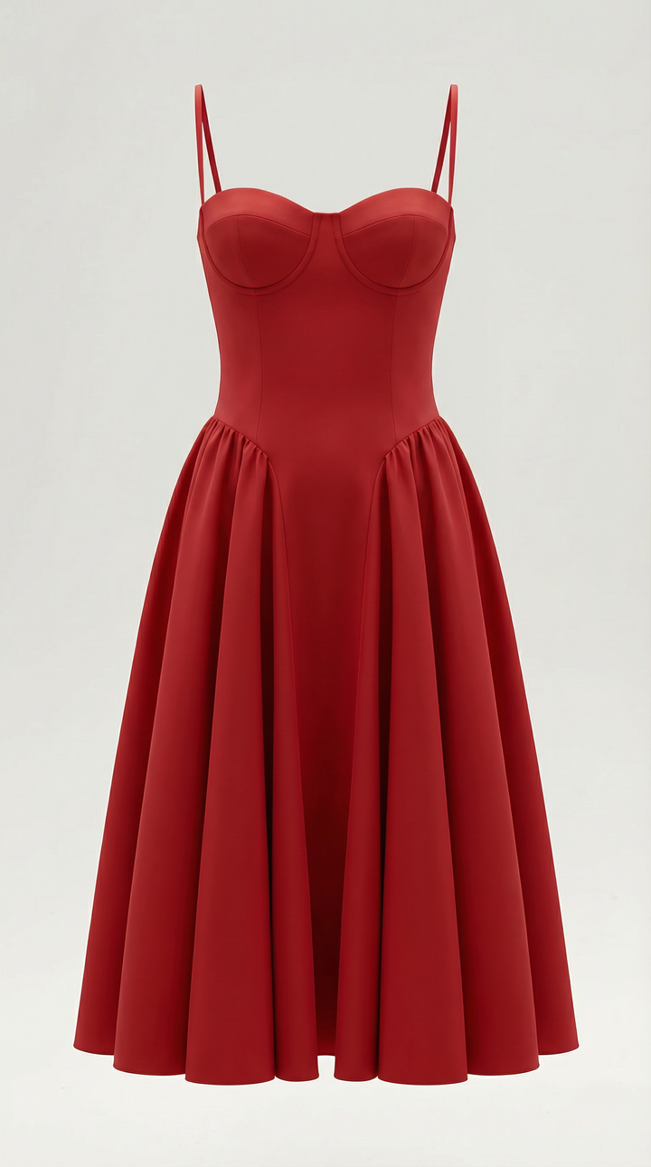 Women's Floral Corset Midi Dress