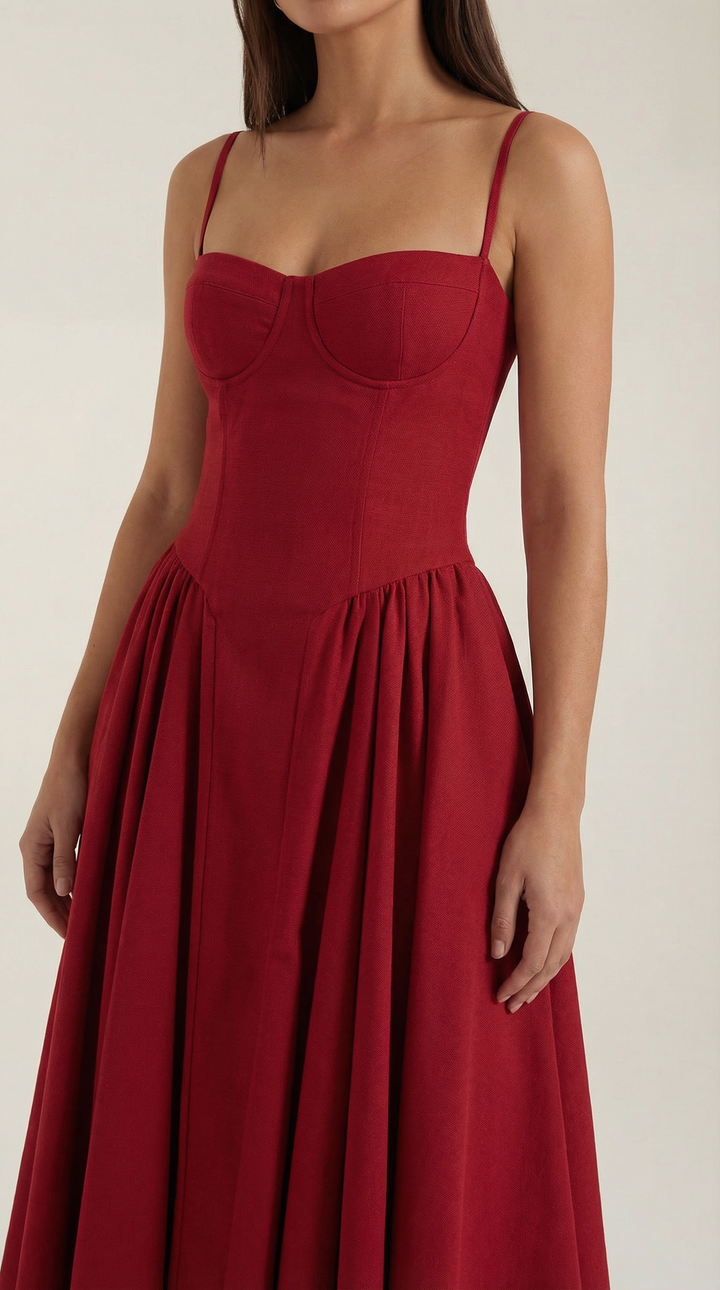 Women's Floral Corset Midi Dress