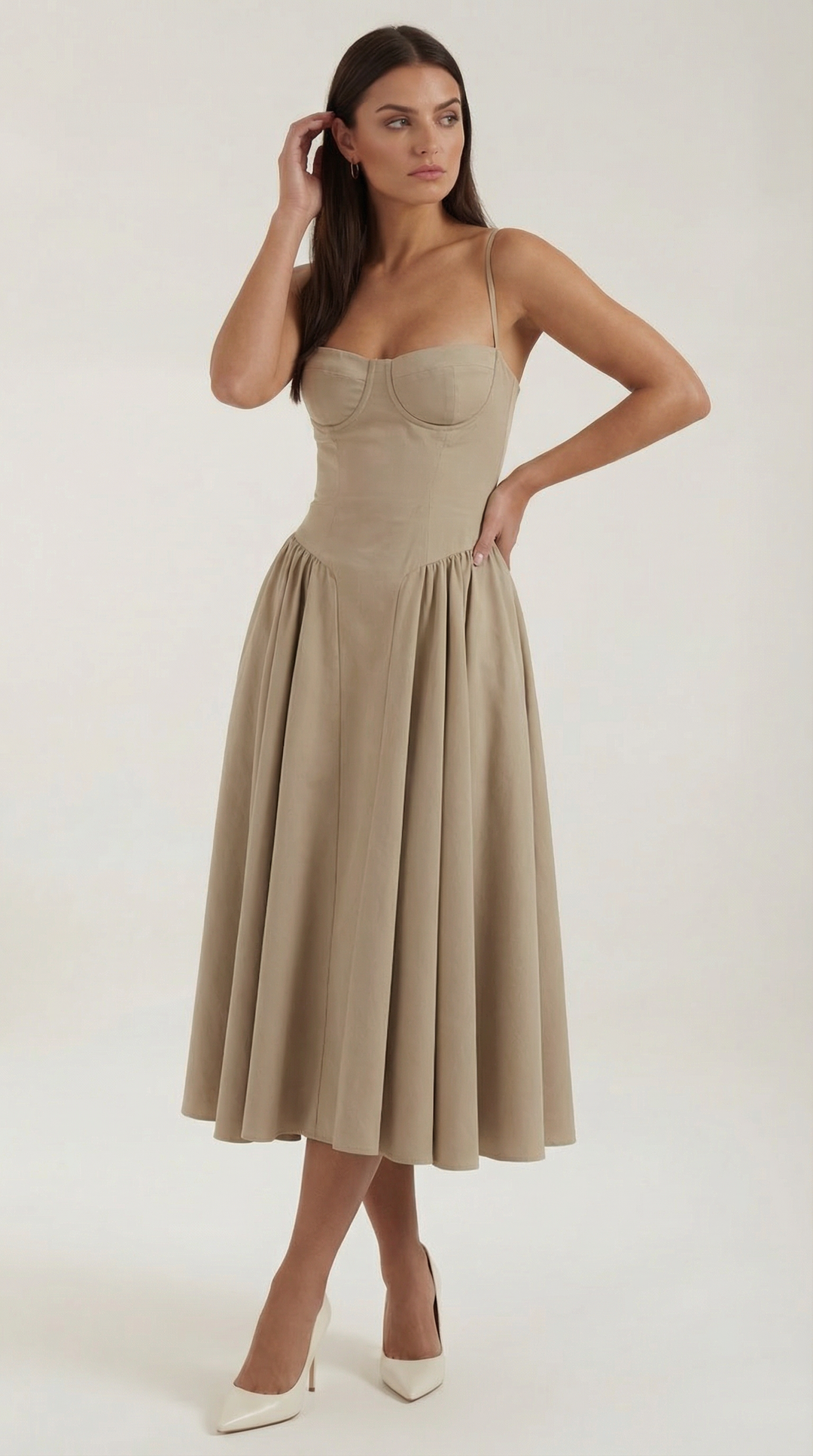 Women's Floral Corset Midi Dress