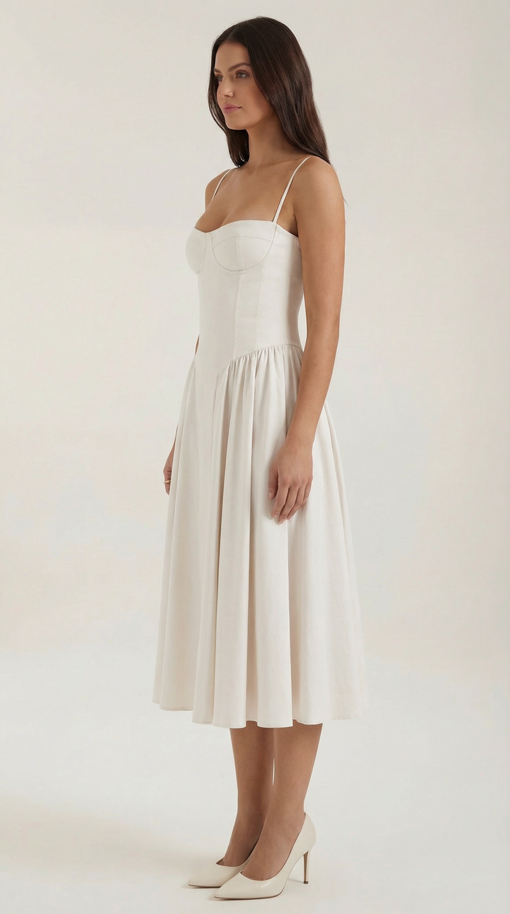 Women's Floral Corset Midi Dress