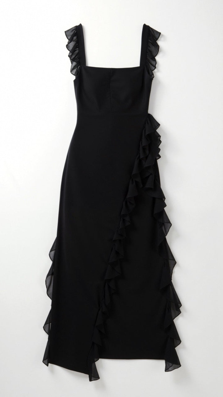 Women's Ruffle Slit Maxi Dress