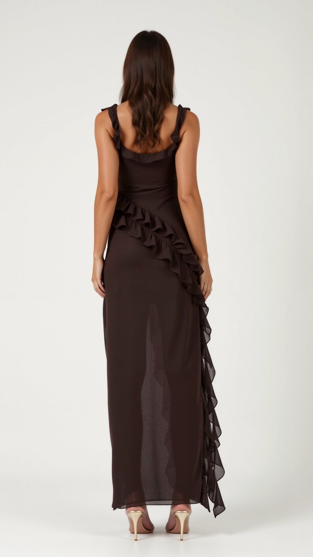 Women's Ruffle Slit Maxi Dress