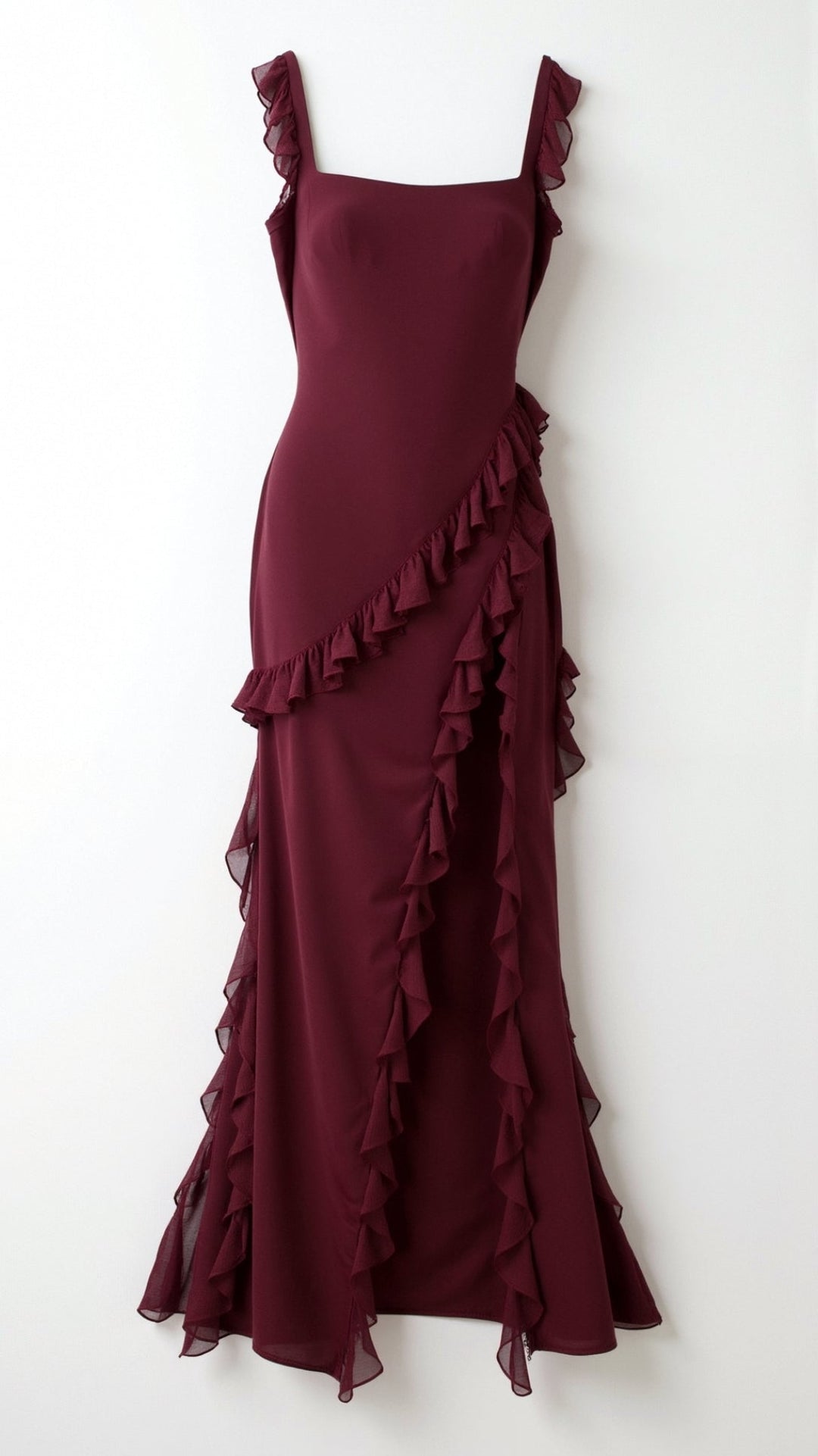 Women's Ruffle Slit Maxi Dress