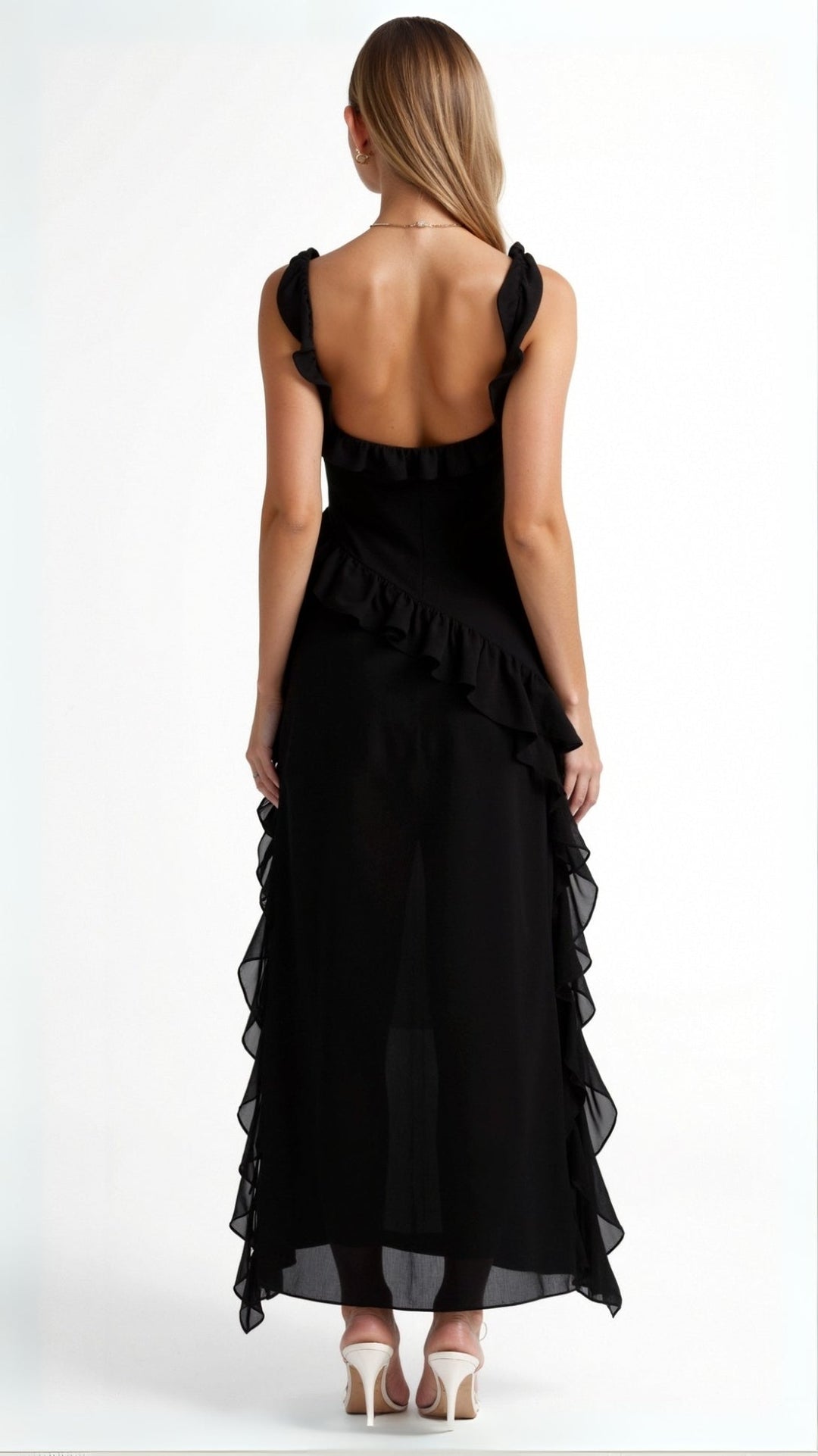 Women's Ruffle Slit Maxi Dress