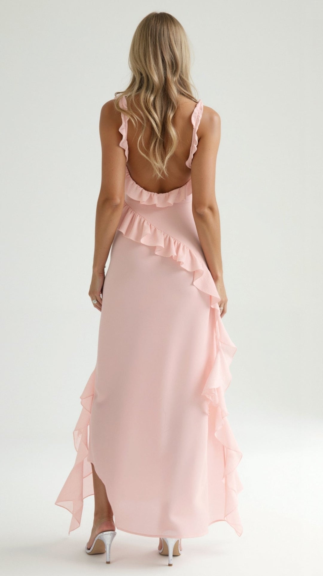 Women's Ruffle Slit Maxi Dress