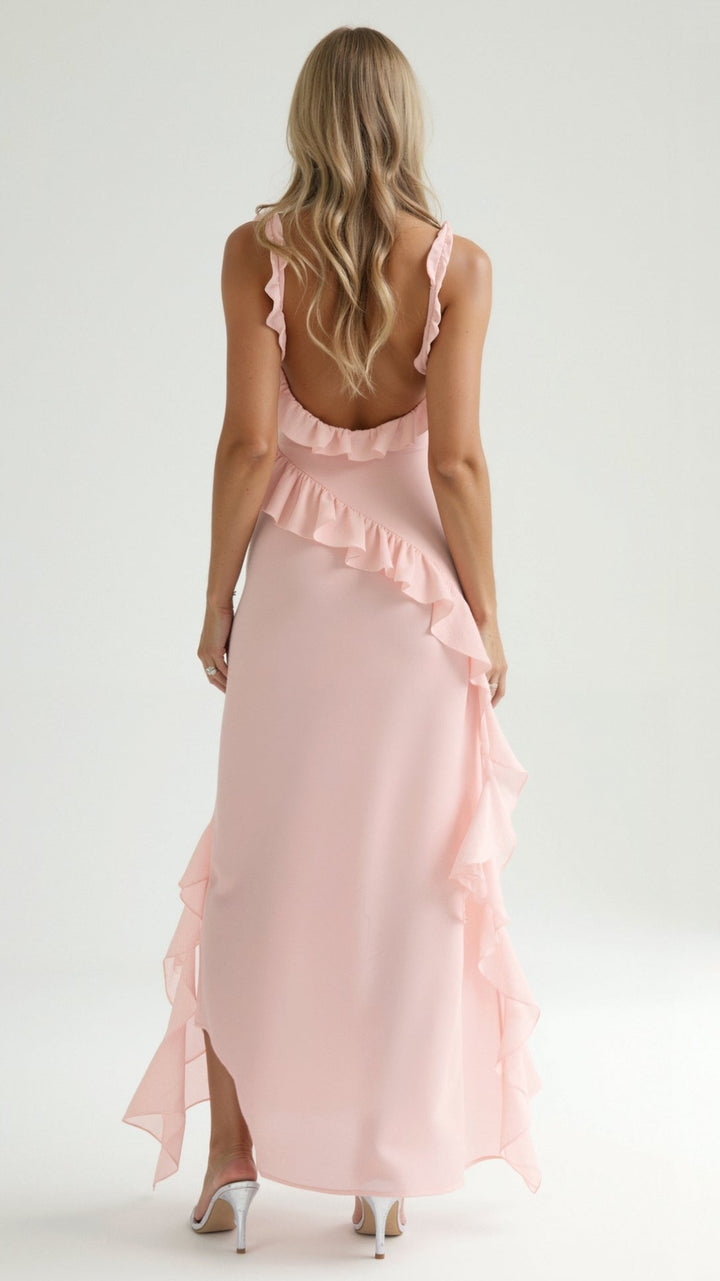 Women's Ruffle Slit Maxi Dress