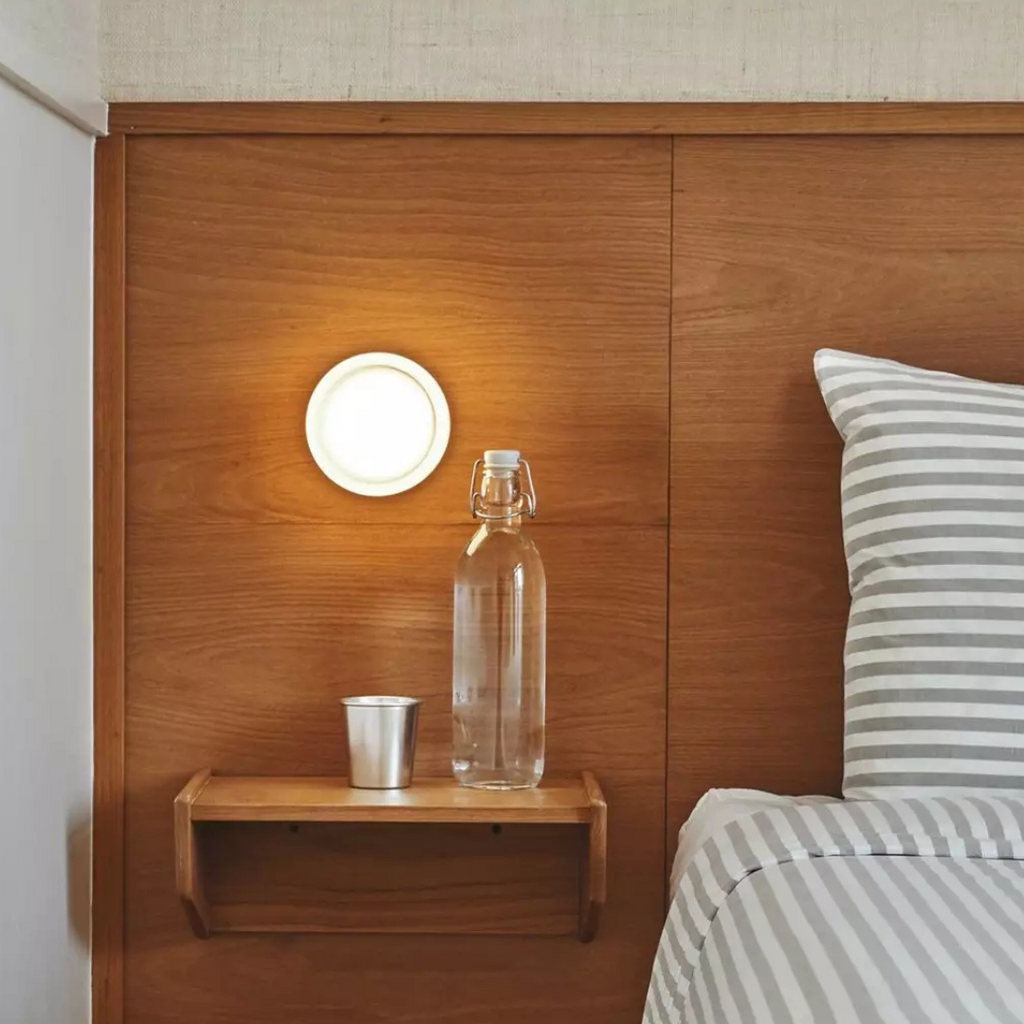 Round LED Wall Sconce with Thick Glass Diffuser Flush Mount Bedroom Light - Image 2