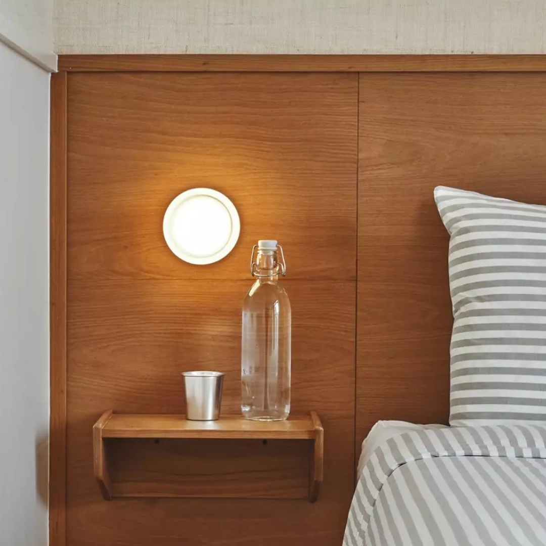 Round LED Wall Sconce with Thick Glass Diffuser Flush Mount Bedroom Light - Image 2