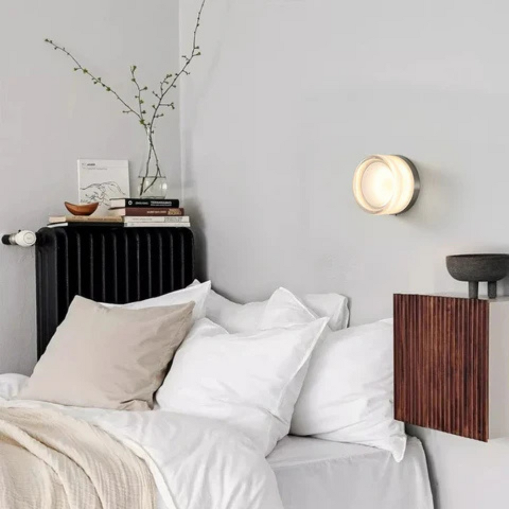 Round LED Wall Sconce with Thick Glass Diffuser Flush Mount Bedroom Light - Image 3
