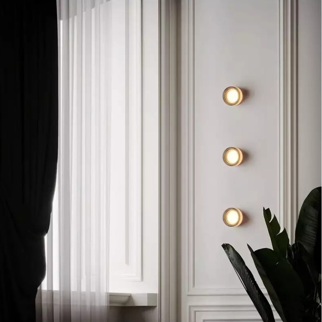 Round LED Wall Sconce with Thick Glass Diffuser Flush Mount Bedroom Light - Image 4