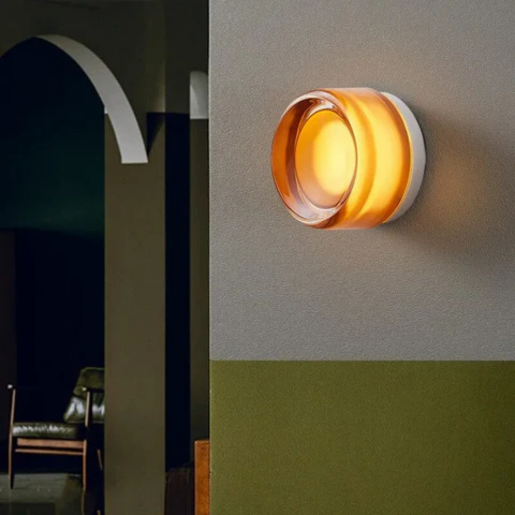 Round LED Wall Sconce with Thick Glass Diffuser Flush Mount Bedroom Light - Image 6