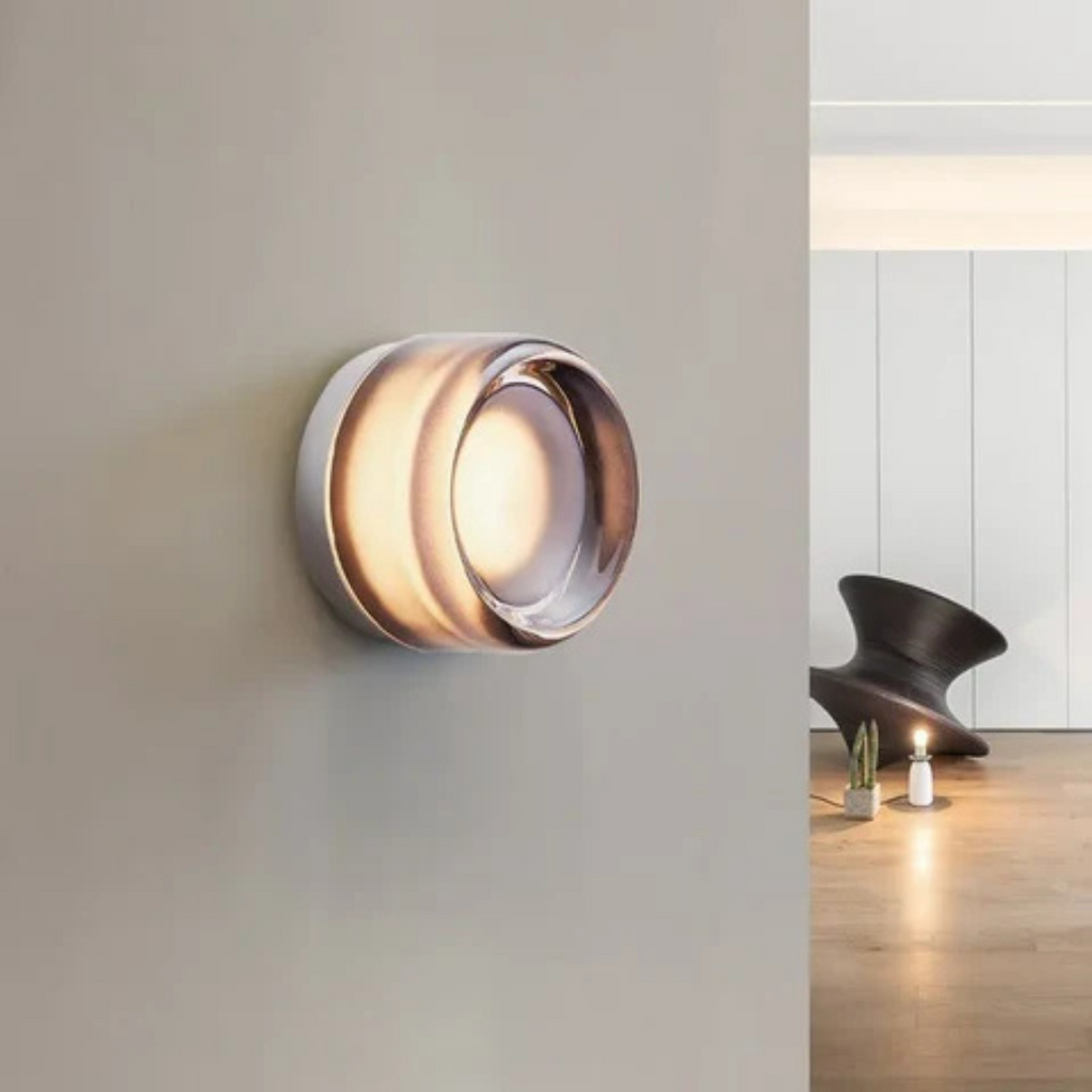 Round LED Wall Sconce with Thick Glass Diffuser Flush Mount Bedroom Light - Image 7