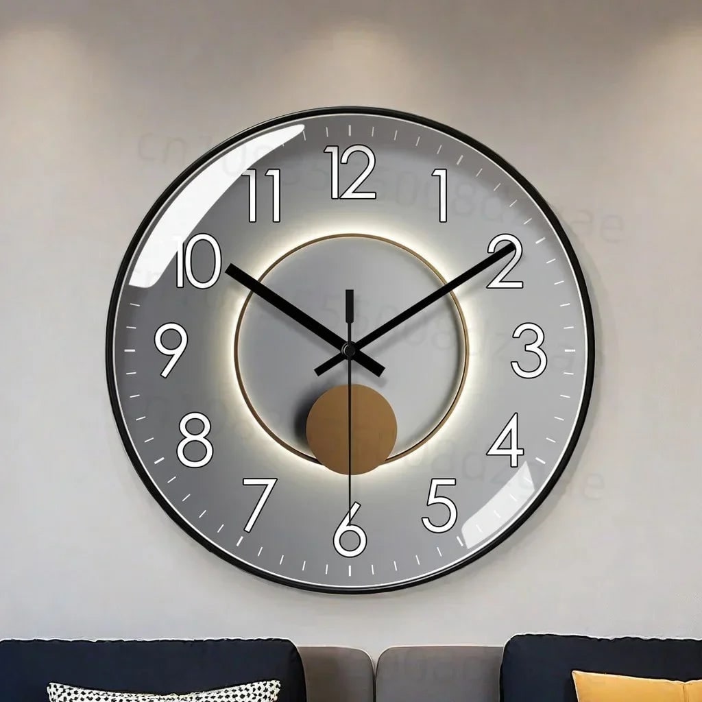 Round Wall Clock with Minimalist Design Silent Mechanism and Artistic Dial - Image 1