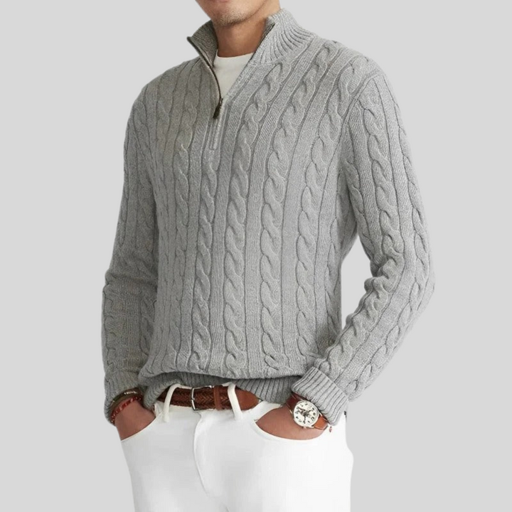 Men's Quarter-Zip Cable Knit Sweater