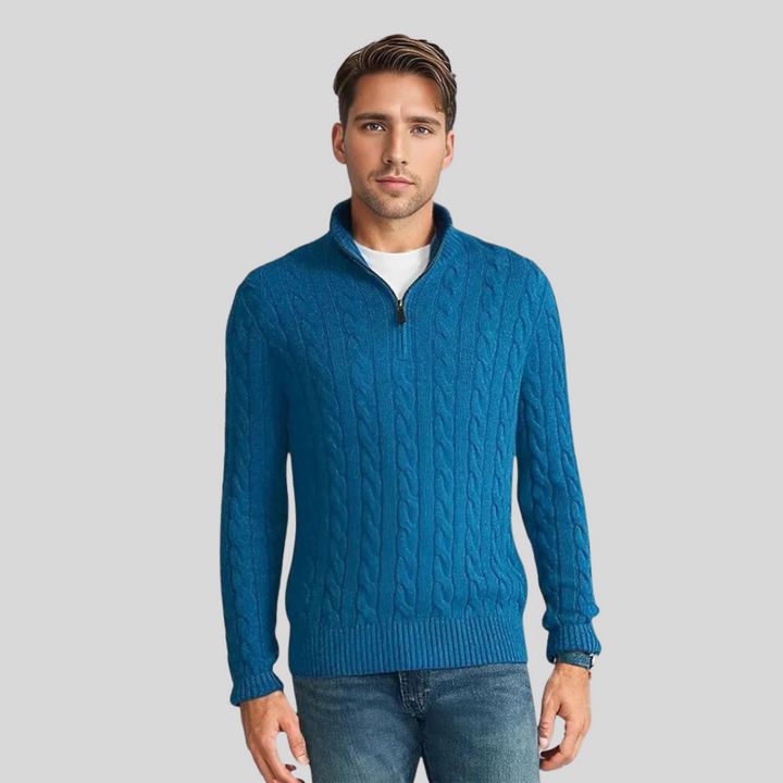 Men's Quarter-Zip Cable Knit Sweater
