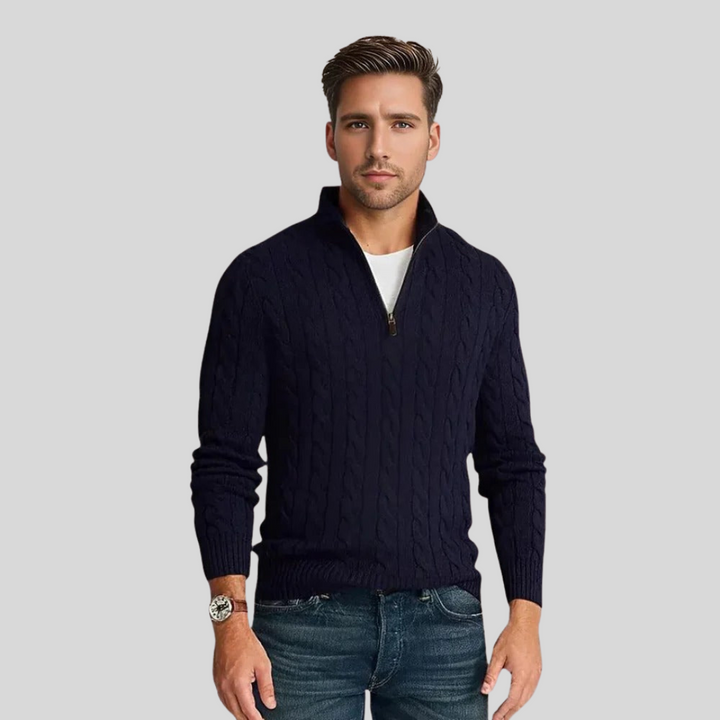 Men's Quarter-Zip Cable Knit Sweater