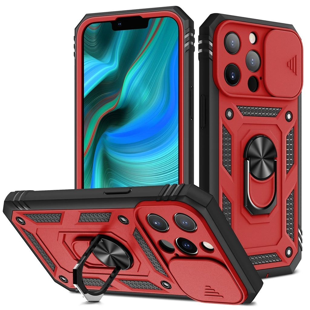 Rugged Phone Case with Shockproof Armor Sliding Camera Cover and Ring Kickstand - Image 4