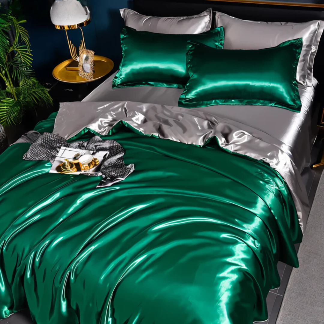 Satin Bedding Set with Duvet Cover and Pillowcases Smooth Silky Sheets - Image 10