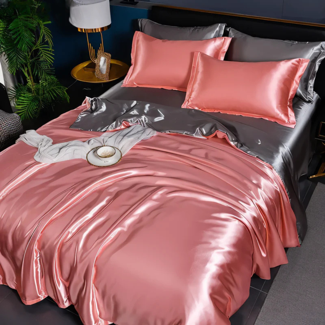 Satin Bedding Set with Duvet Cover and Pillowcases Smooth Silky Sheets - Image 11