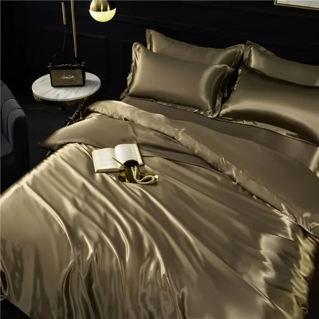 Satin Bedding Set with Duvet Cover and Pillowcases Smooth Silky Sheets - Image 12