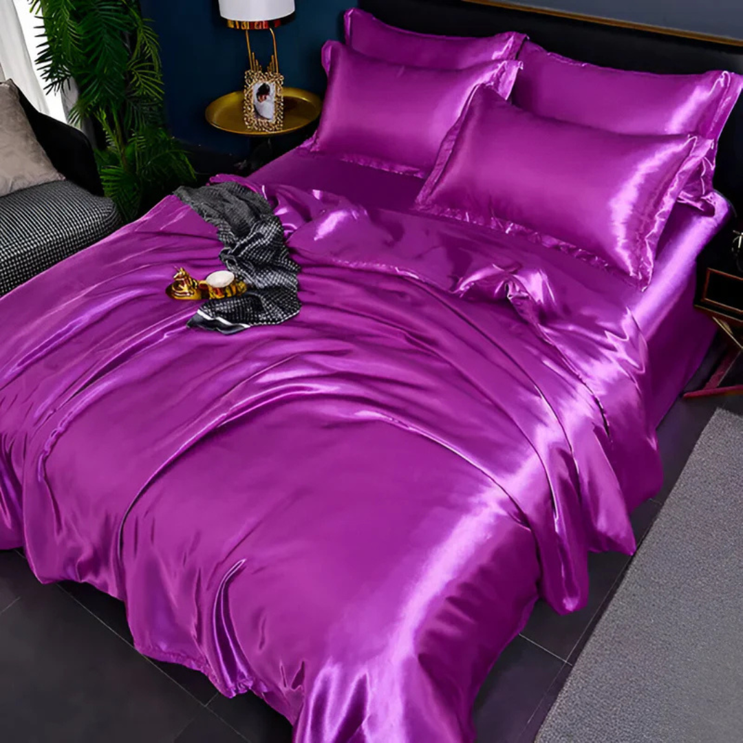 Satin Bedding Set with Duvet Cover and Pillowcases Smooth Silky Sheets - Image 13