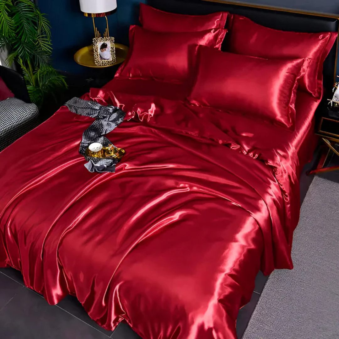 Satin Bedding Set with Duvet Cover and Pillowcases Smooth Silky Sheets - Image 3