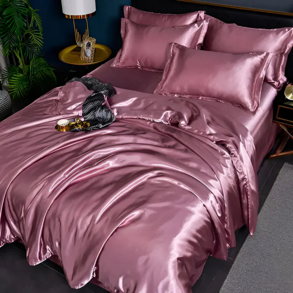 Satin Bedding Set with Duvet Cover and Pillowcases Smooth Silky Sheets - Image 5