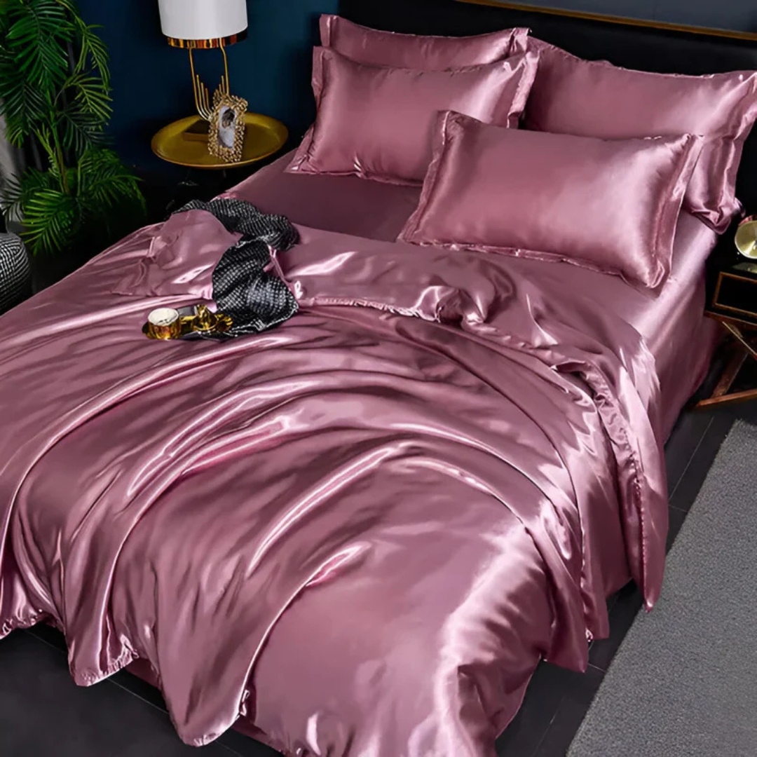 Satin Bedding Set with Duvet Cover and Pillowcases Smooth Silky Sheets - Image 5