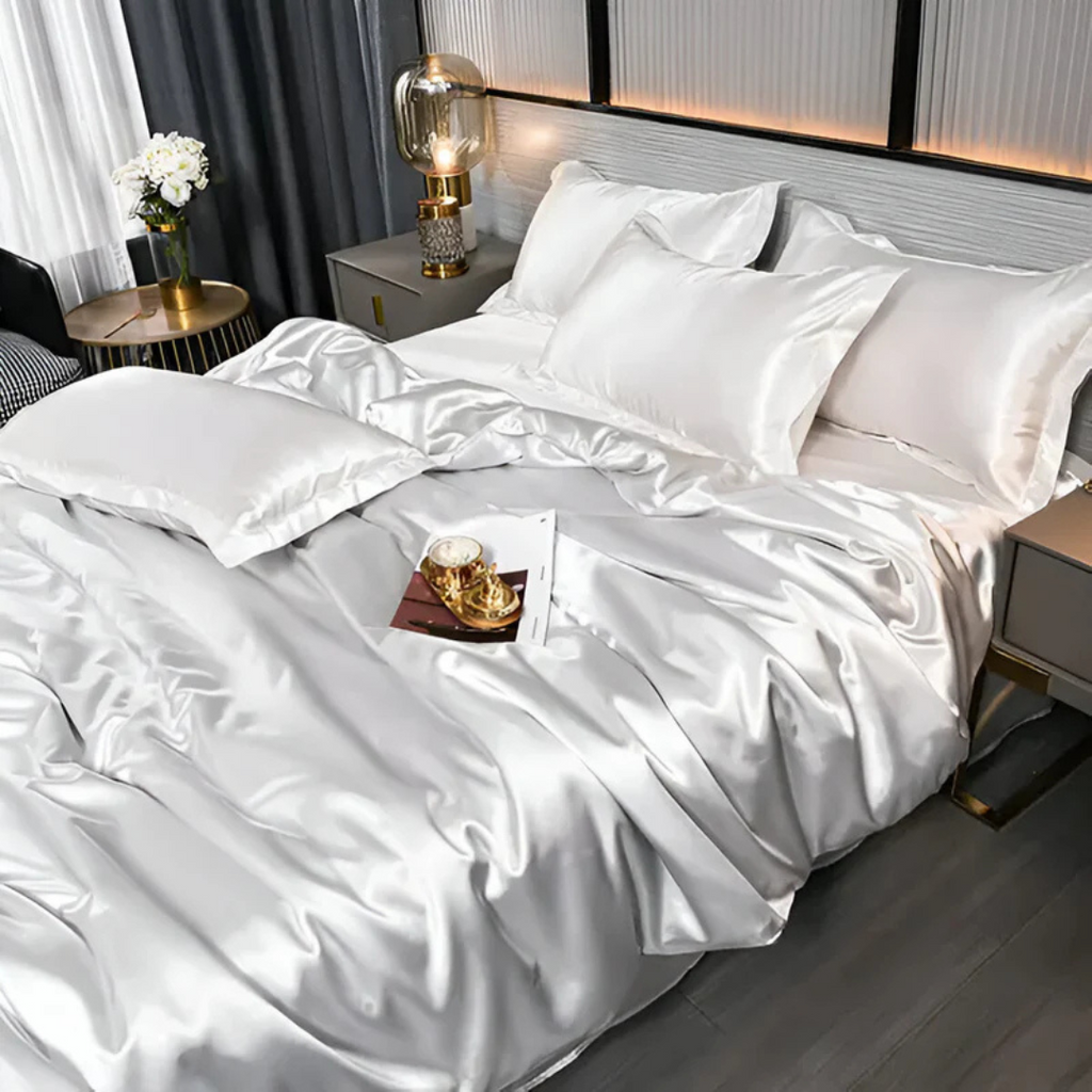 Satin Bedding Set with Duvet Cover and Pillowcases Smooth Silky Sheets - Image 6