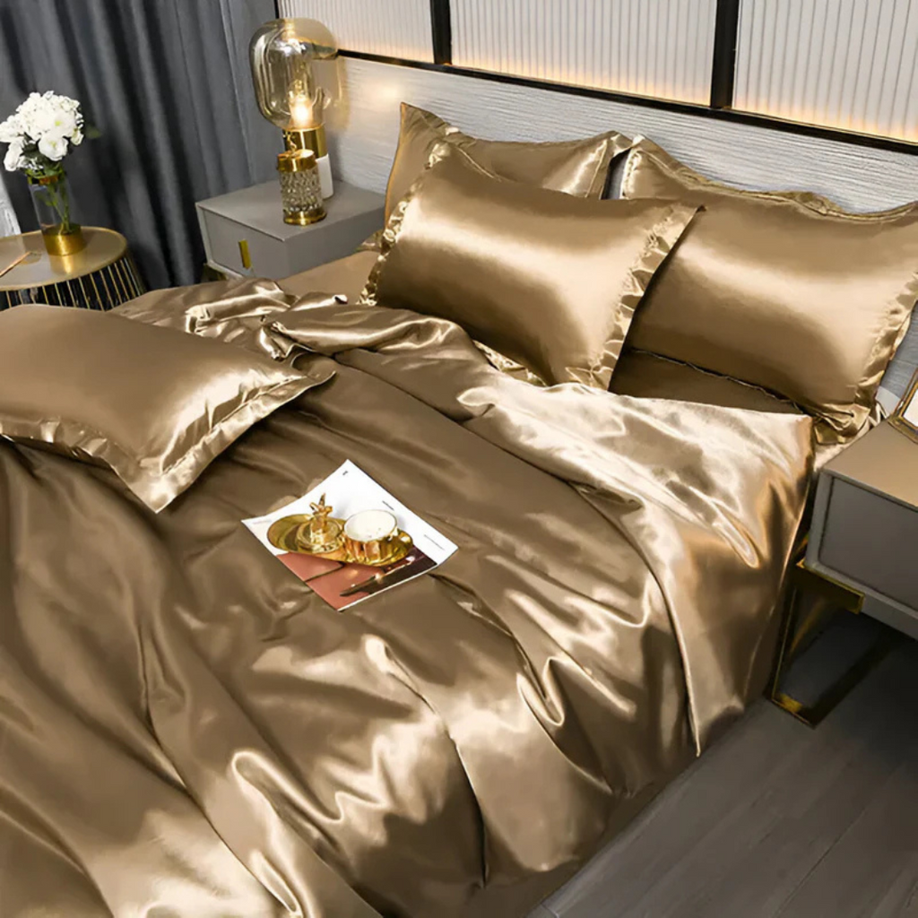 Satin Bedding Set with Duvet Cover and Pillowcases Smooth Silky Sheets - Image 7