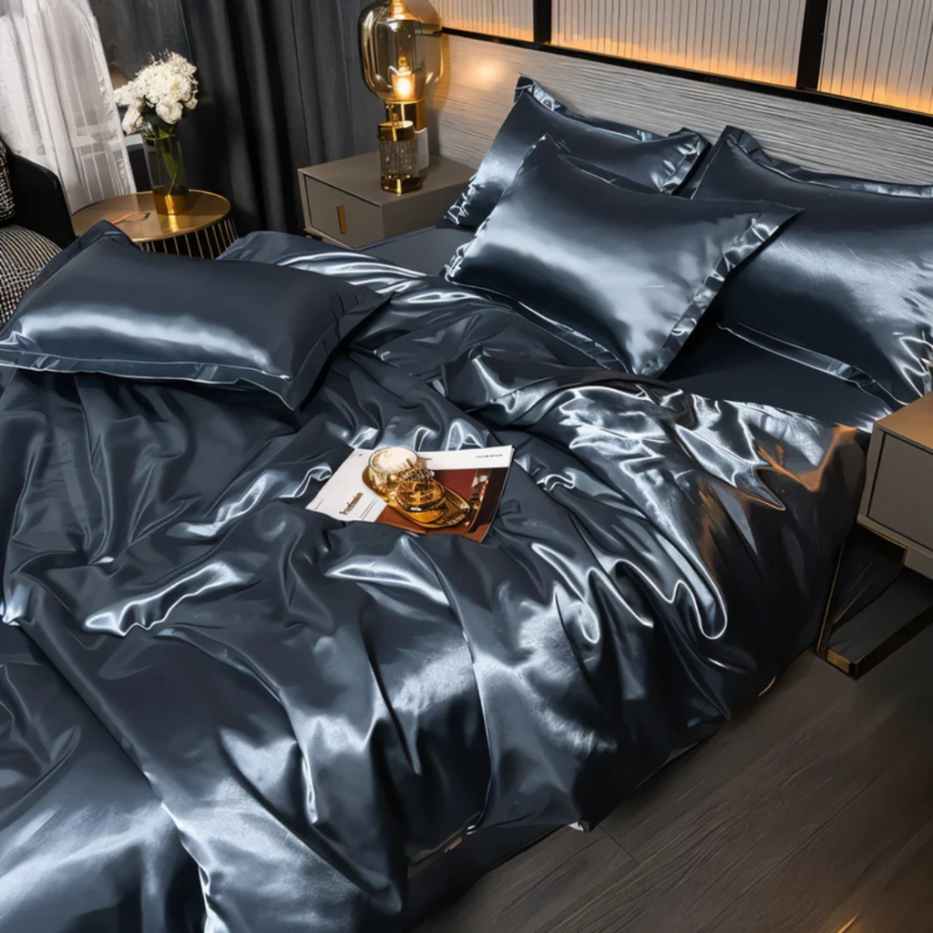 Satin Bedding Set with Duvet Cover and Pillowcases Smooth Silky Sheets - Image 8