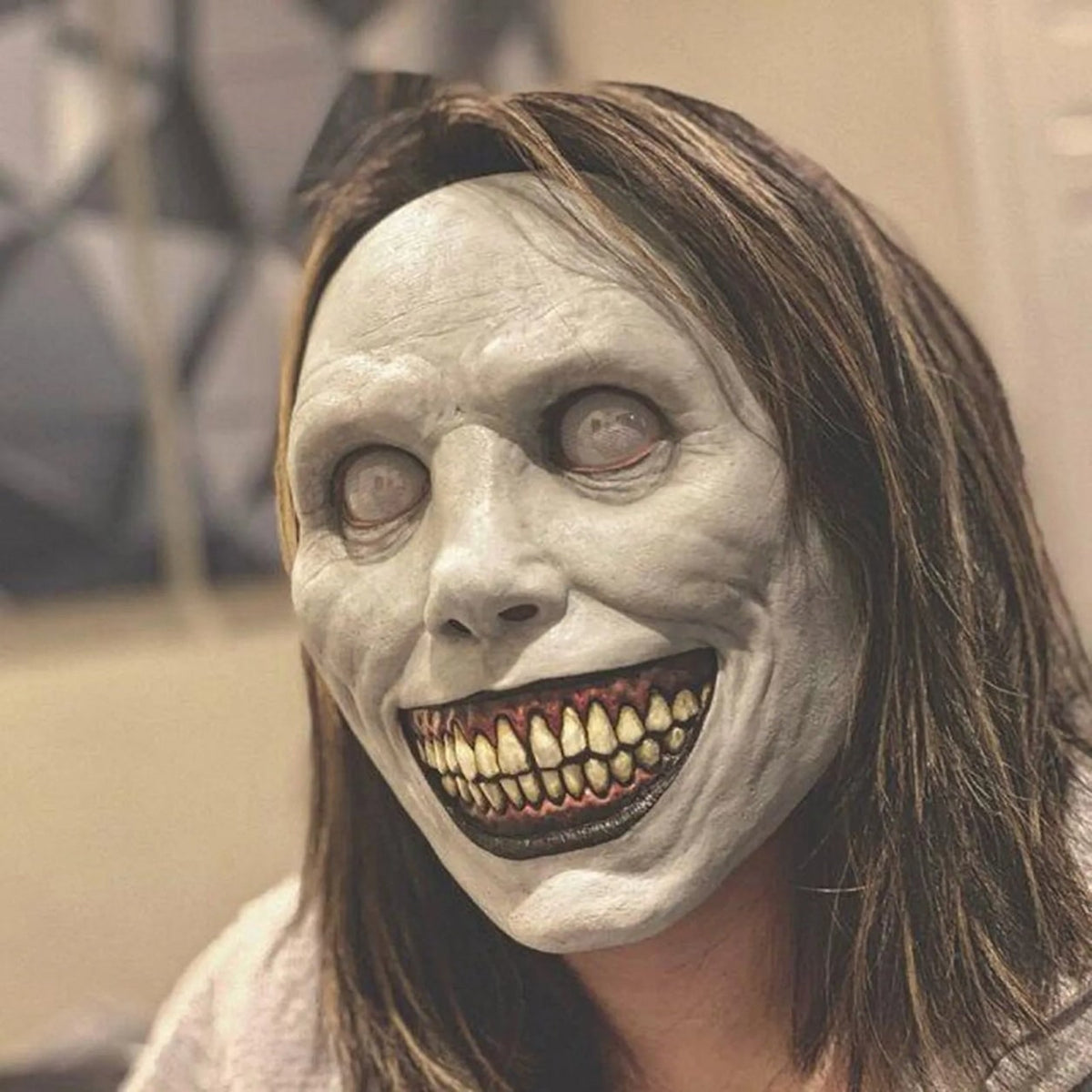 Scary Halloween Mask with Sharp Teeth Creepy Latex Demon Face for Costume Parties - Image 2