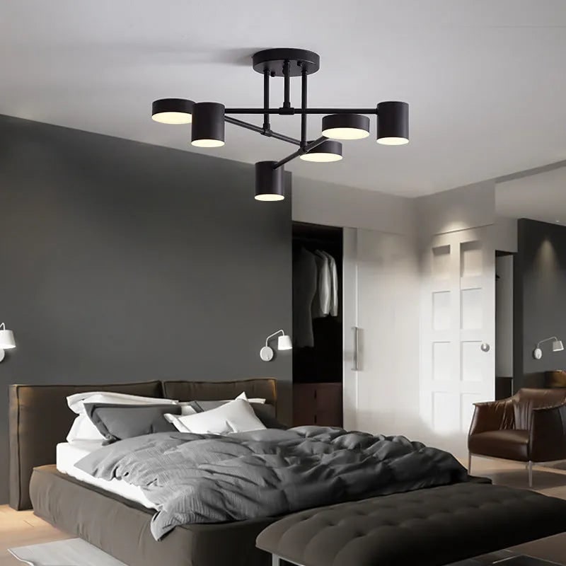Semi Flush Ceiling Light Fixture with 6 Adjustable and Modern Geometric Design - Image 1