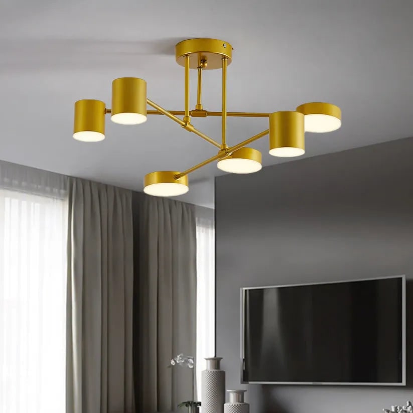 Semi Flush Ceiling Light Fixture with 6 Adjustable and Modern Geometric Design - Image 2
