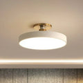 Semi Flush Ceiling Light Fixture with LED Drum Shade and Brushed Brass Canopy - Image 9