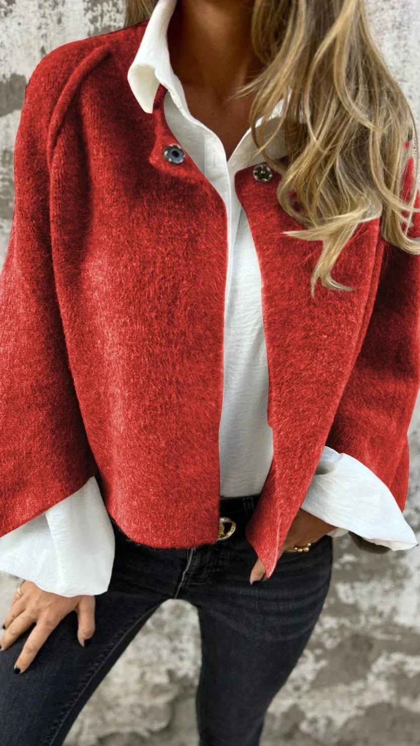 Women's Cropped Open Front Winter Cape Coat
