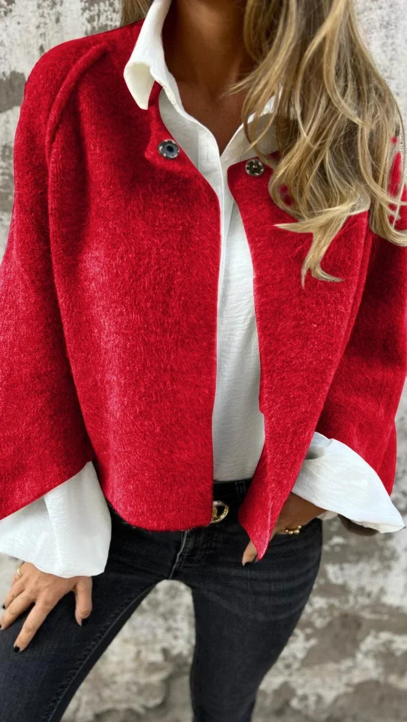 Women's Cropped Open Front Winter Cape Coat