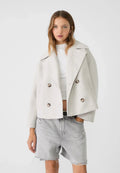 Manteau court croisé pour femme avec revers