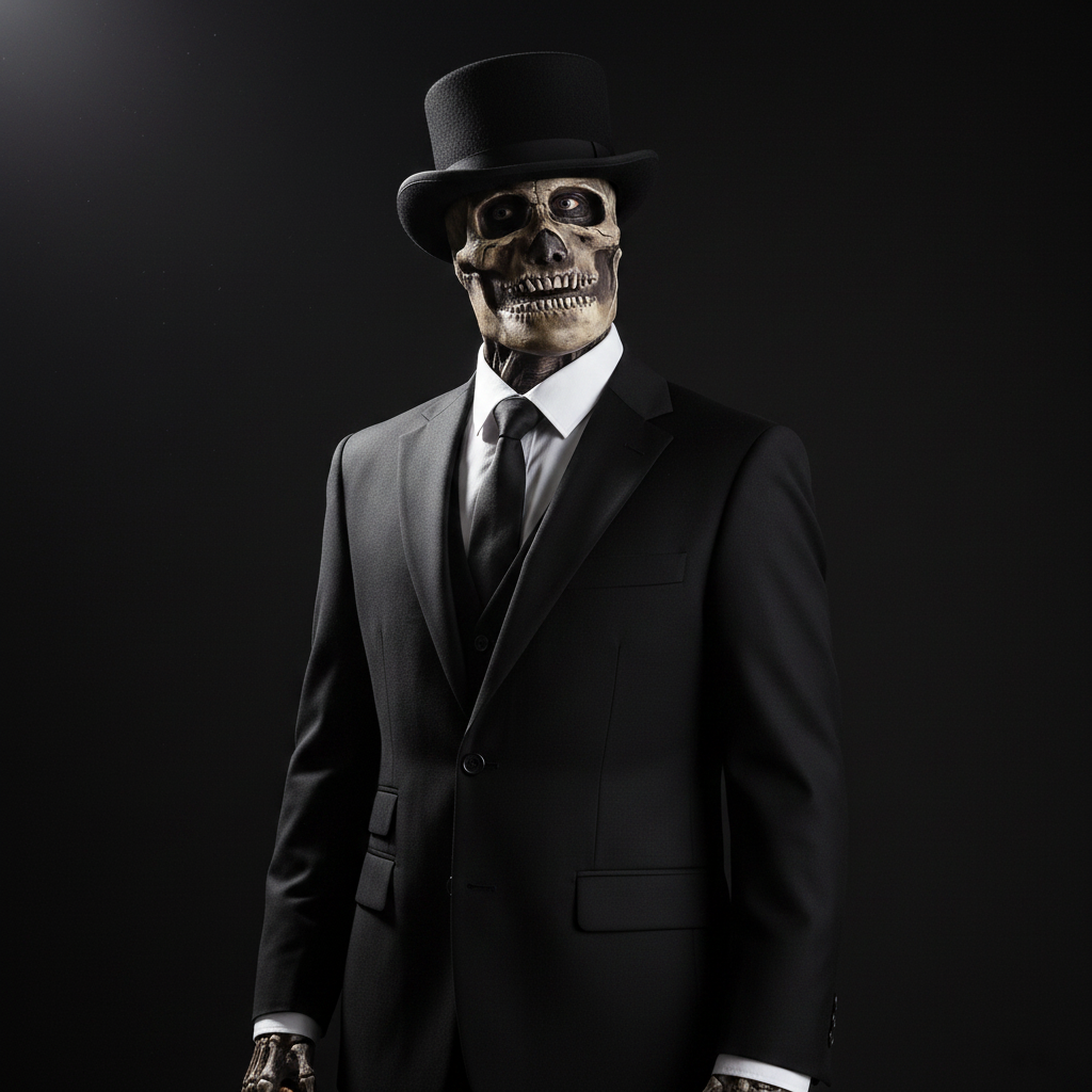 Skull Mask with Exposed Brain and Skeleton Chest Plate Latex Halloween Costume - Image 2